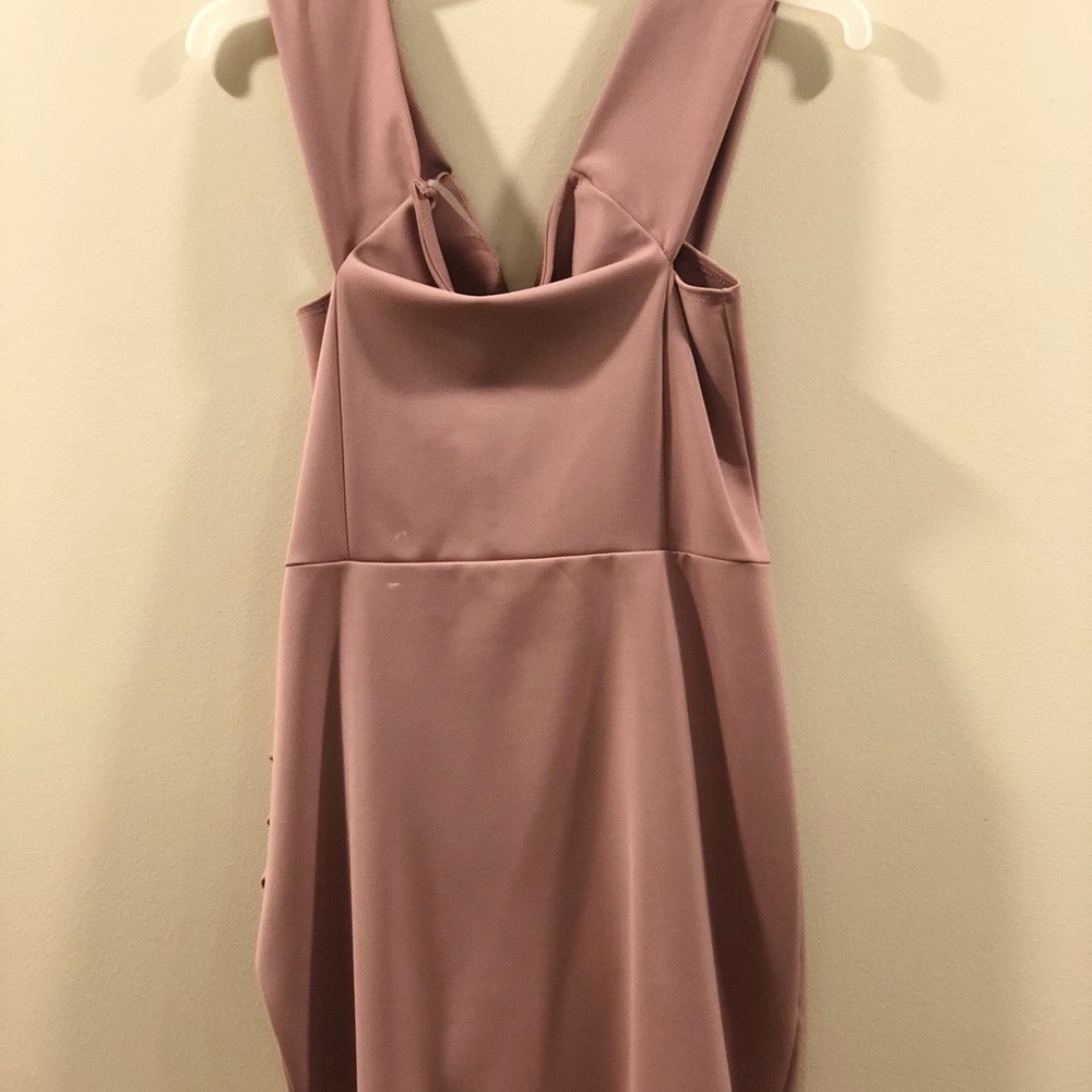 Off the shoulder, asymmetrical formal mini dress - Picture 2 of 6